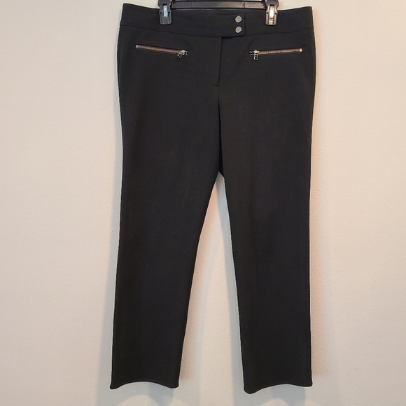 Black Veronica Beard Moto Cropped Slim Ponte Pants - Picture 4 of 9